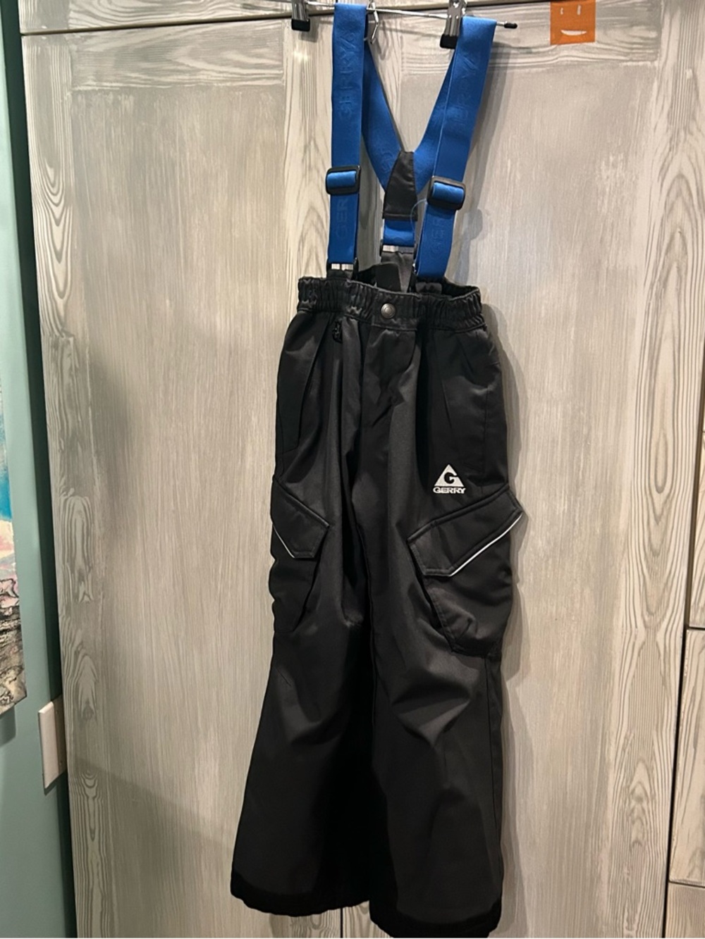 Gerry Black Snow Pants with Blue Adjustable Suspenders small 7/8